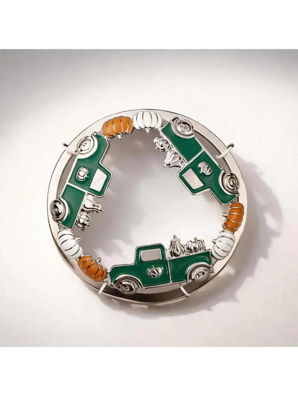 Yankee Candle Illuma-Lid Candle Topper with Green Truck and Pumpkin Design